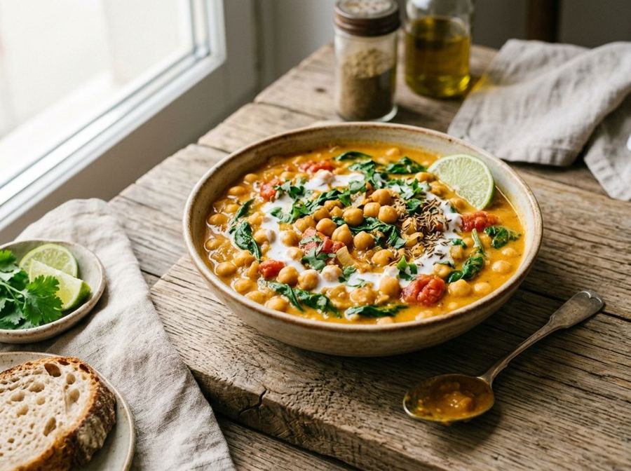 Curry di ceci e spinaci