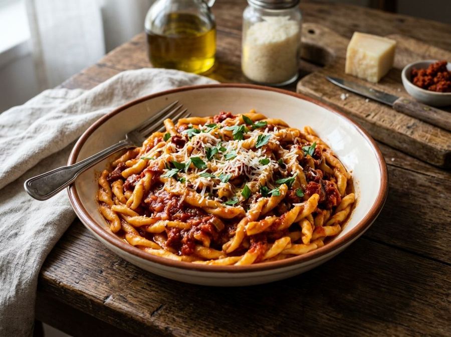 Fileja con 'nduja e pomodoro