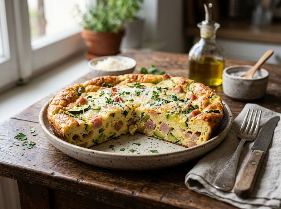 Frittata al forno con zucchine e prosciutto cotto
