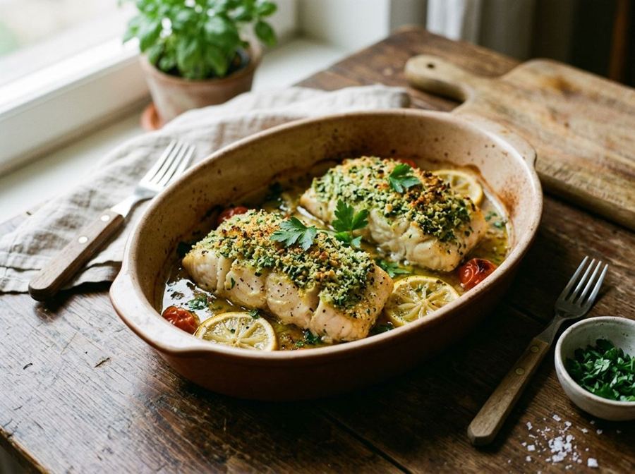Merluzzo al forno con prezzemolo