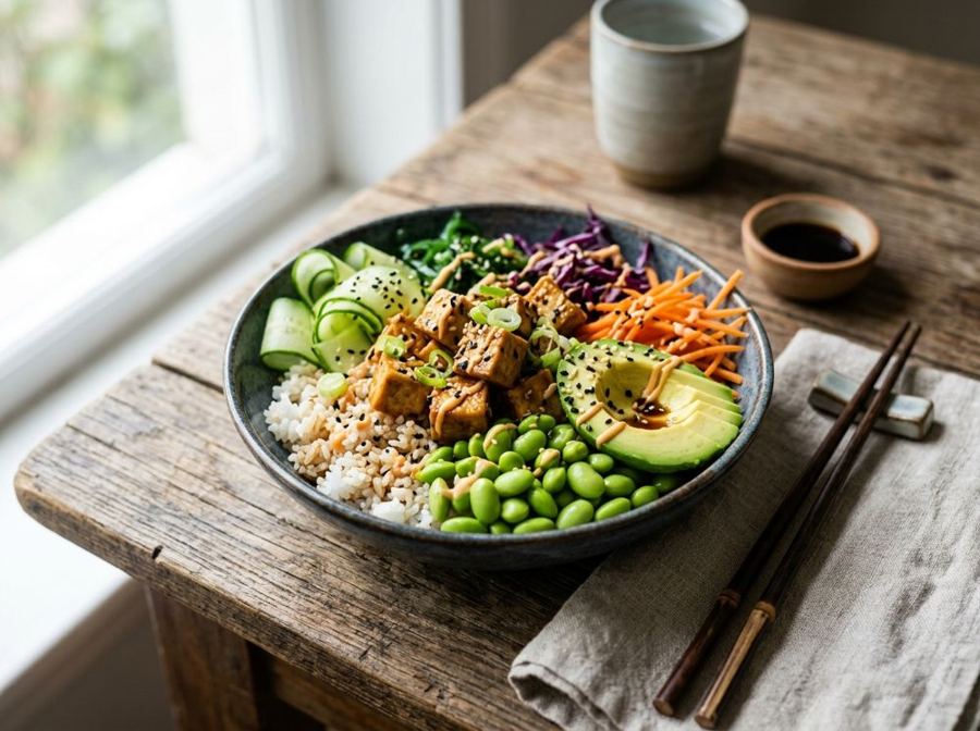 Poke vegano al tofu