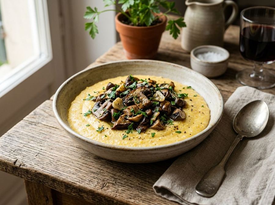 Polenta con funghi trifolati