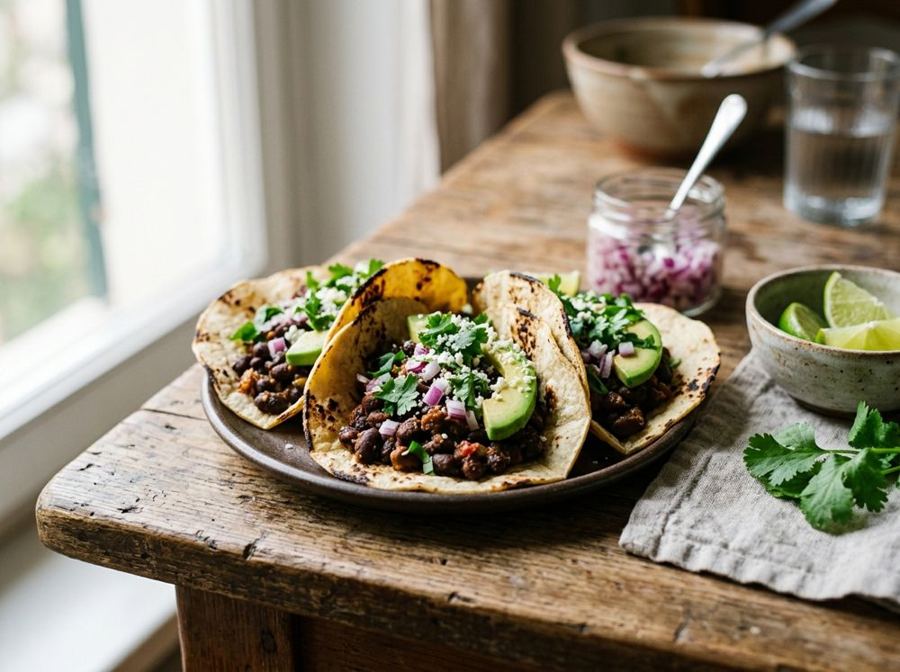 Tacos di fagioli neri
